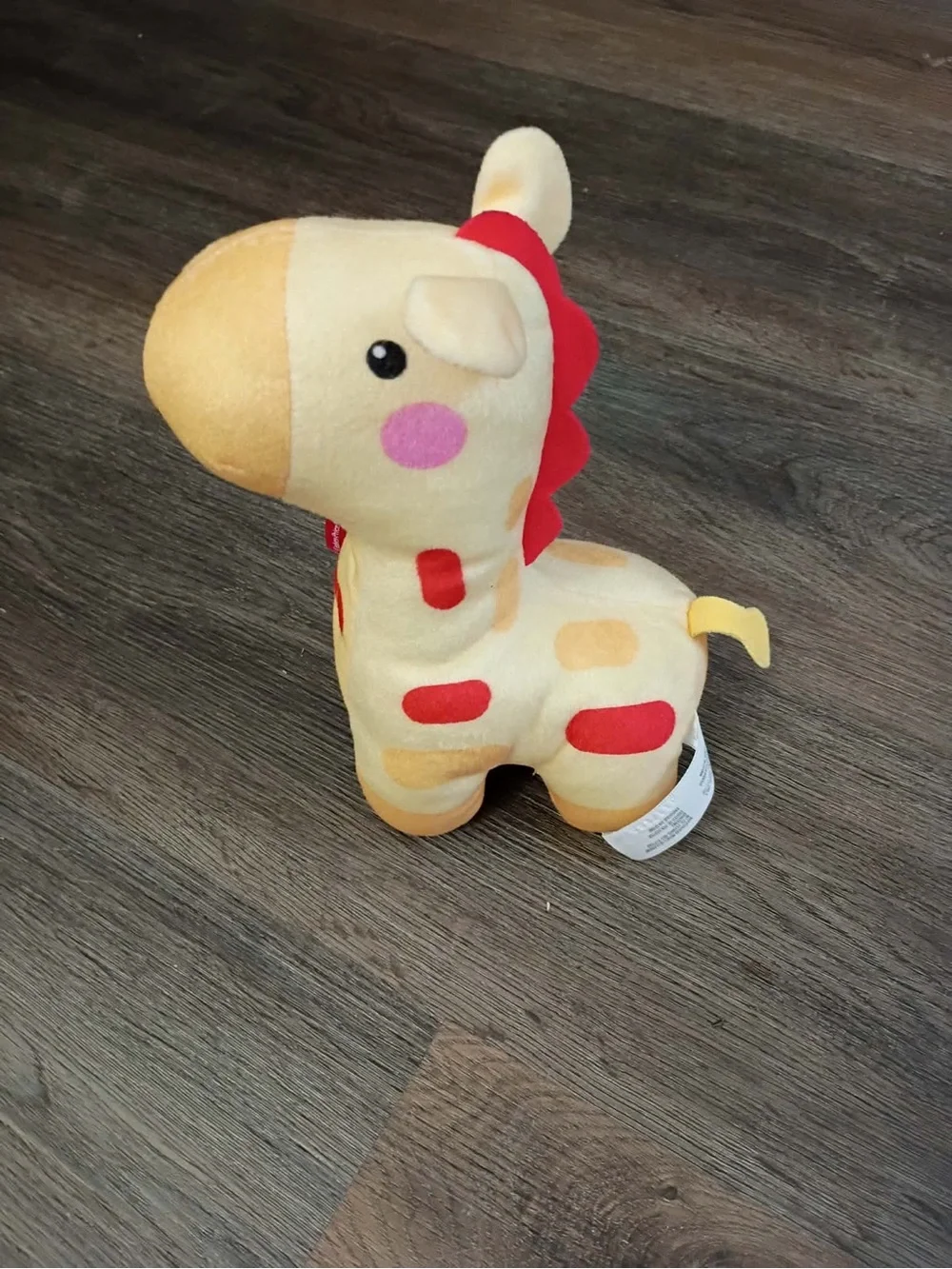 Fisher-Price Yellow Plush Giraffe with Red Heart Accents
